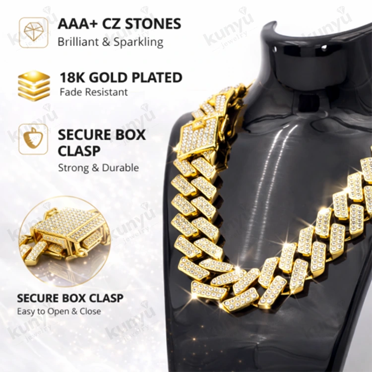ကျူးဘား Link Chain ကို Iced Out ကျူးဘား Link Chain ကို Iced Out